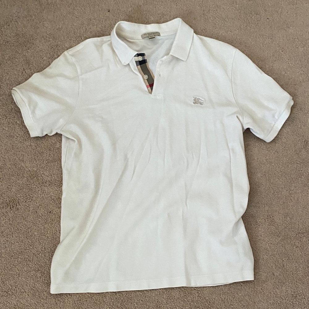 Burberry White Polo Shirt with Check Detail